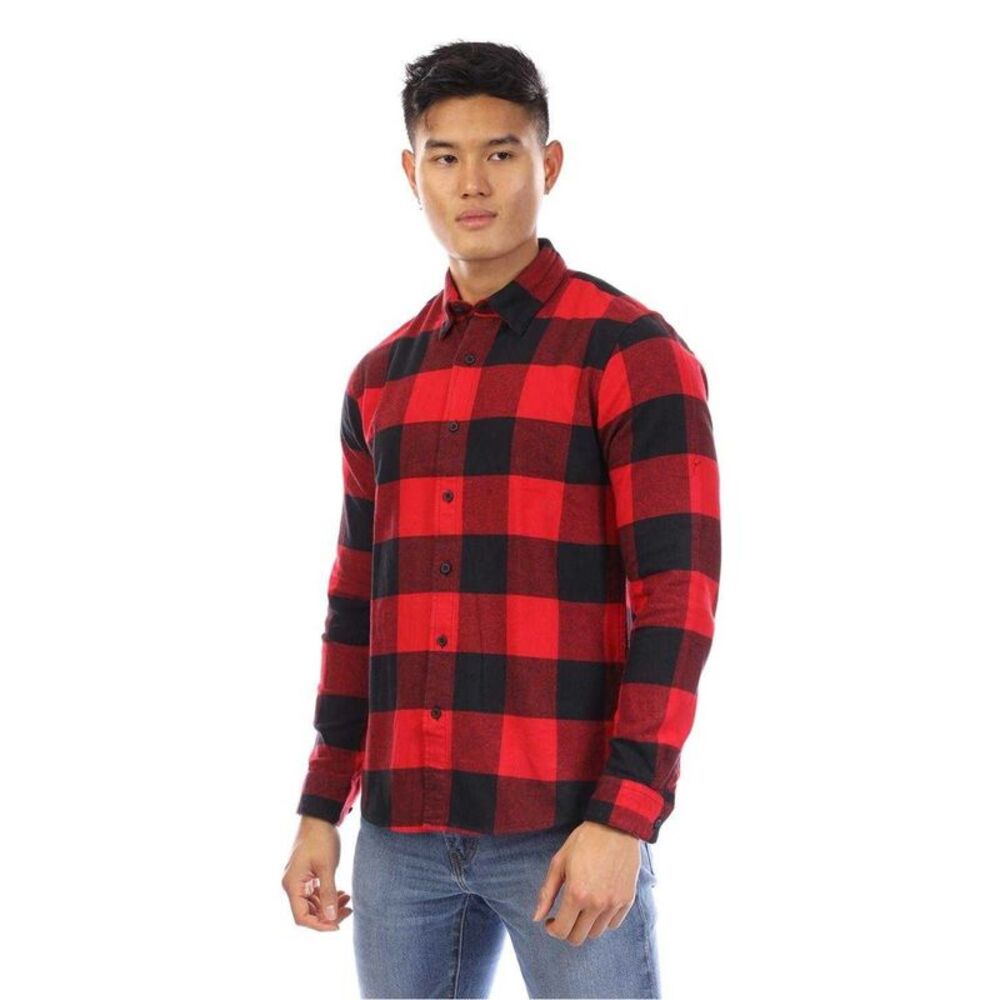 Peter Werth Mens Checked Long-Sleeved Shirt / Red/Black